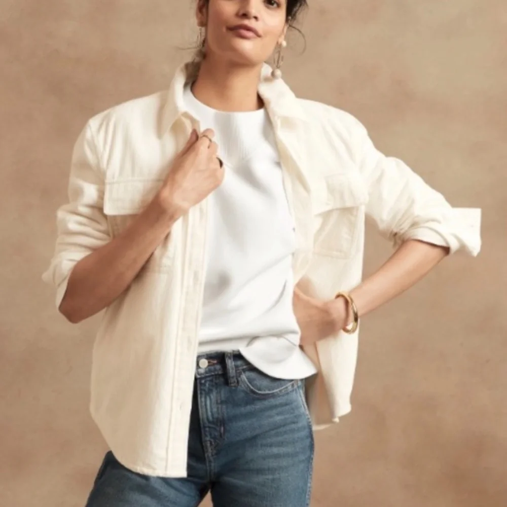 BANANA REPUBLIC FLEECE - DOLMAN DROP SHOULDER W RIB NECK DETAIL MID WEIGHT MED